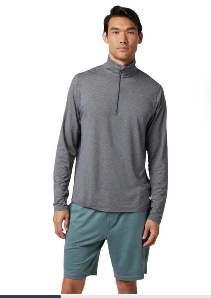 Mens Vuori Ease Performance 1/2 Zip Charcol Heather Sz S