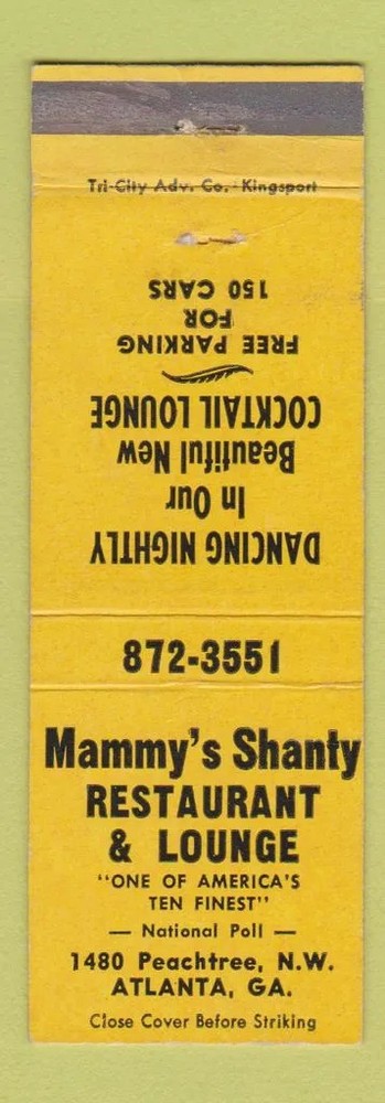 Matchbook Cover - Mammy's Shanty Restaurant Lounge Atlanta GA WEAR