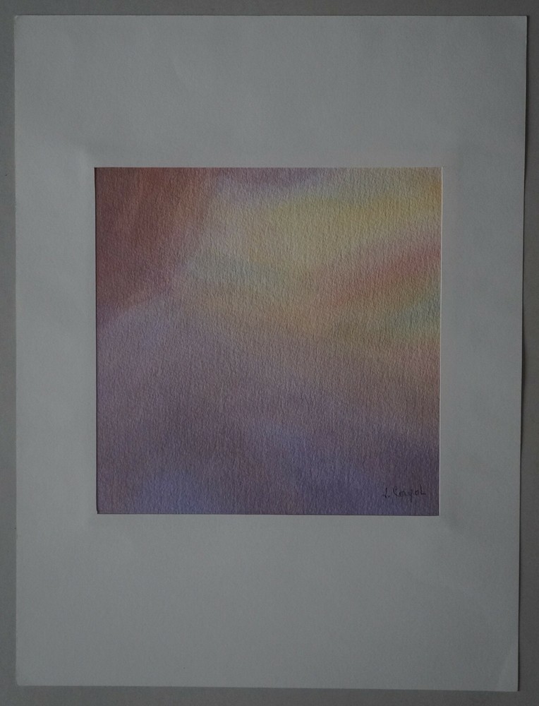 J. Cayol 20th Century Abstract Composition Watercolor Signed Artwork
