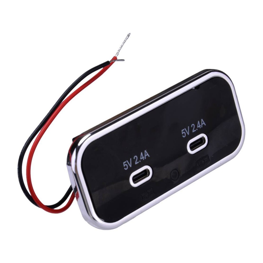 Dual USB Ports Type C Fast Charge Socket Outlet Panel 12V-24V Car Boat RV