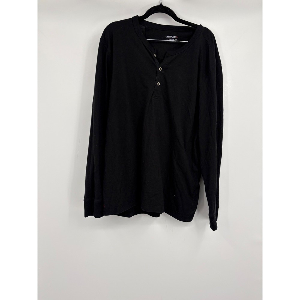 UNTUCKit Mens XL Black Long Sleeve Henley Shirt Cotton Blend Casual Pullover
