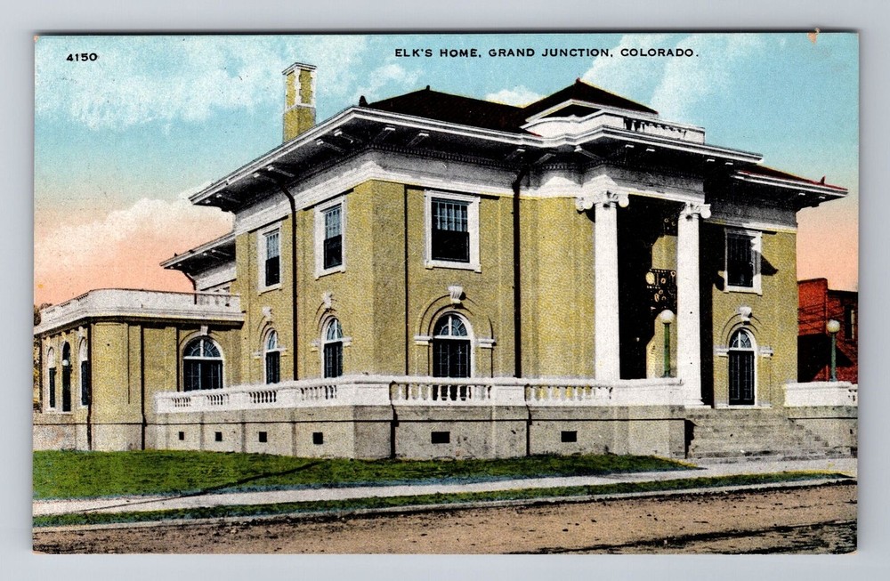 Grand Junction CO-Colorado, Elk's Home, Antique Vintage Souvenir Postcard