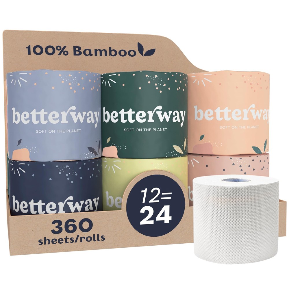 Bamboo 3-Ply Eco-Friendly Toilet Paper 12 Double Rolls 360 Sheets
