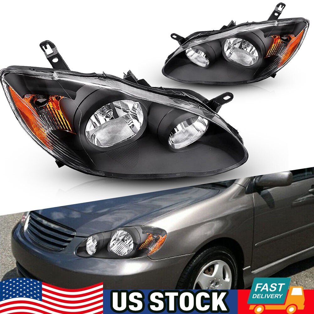 For 2003-2008 Toyota Corolla CE LE Sedan Headlight Left Right Chrome Housing
