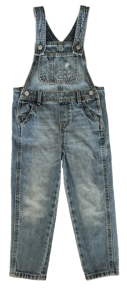 Old Navy Toddler Girls Denim Overalls Distressed Size 4T Adjustable Straps