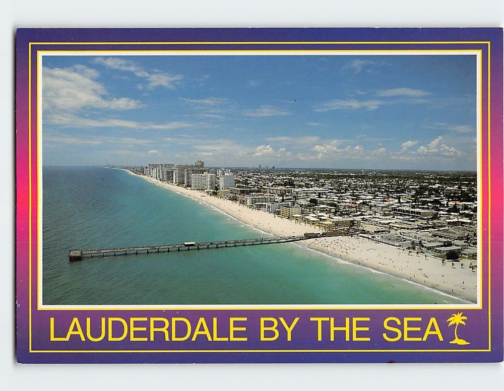 Postcard Aerial View Lauderdale-By-The-Sea Florida USA