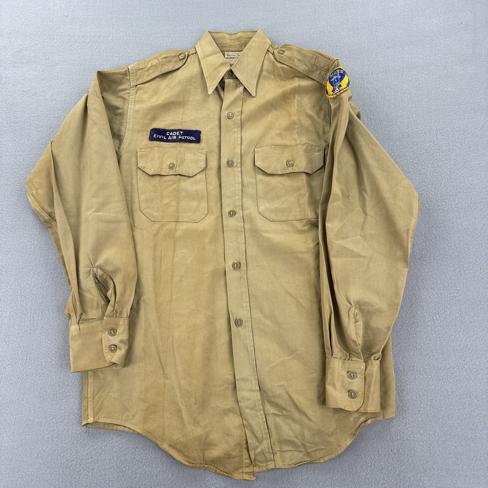 Vintage Civil Air Patrol Cadet Military Shirt Mass Patch Mens Medium 1950s USA