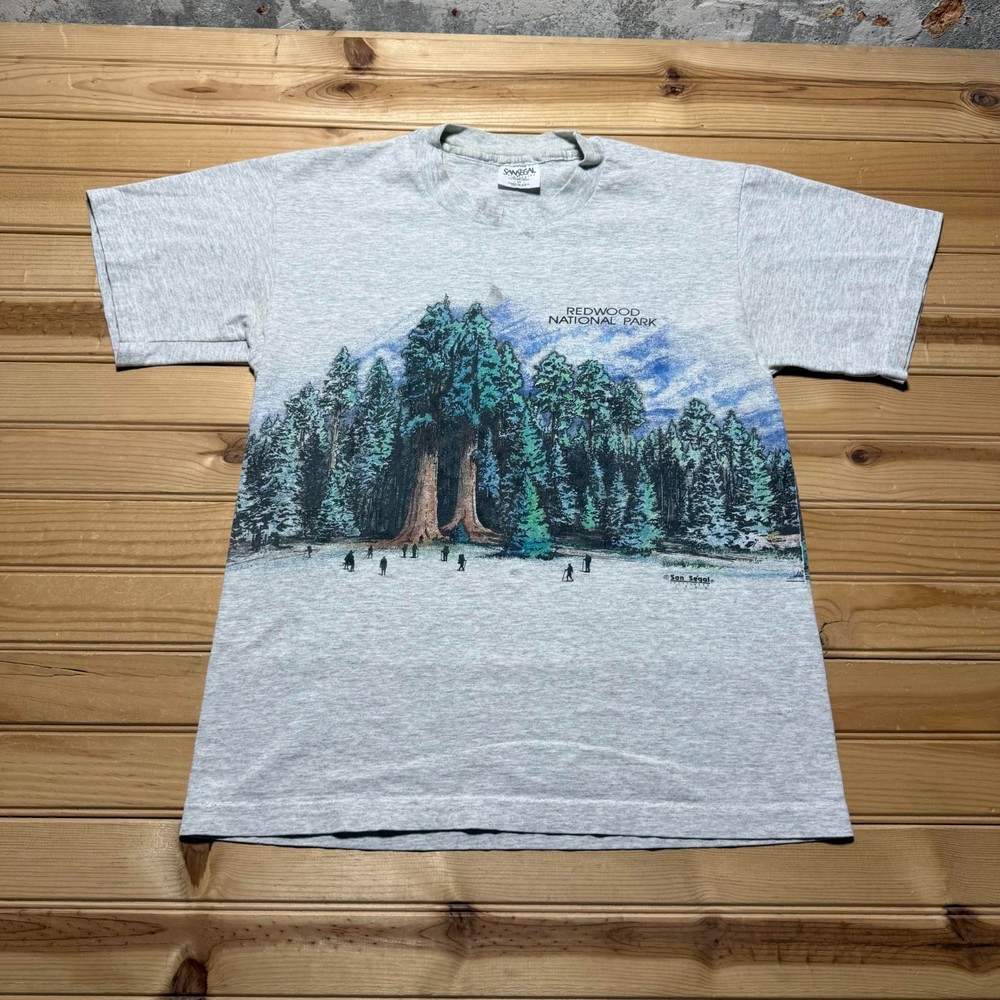 Vintage 90 Redwood National Park Nature Double Sided Souvenir T-Shirt USA Medium