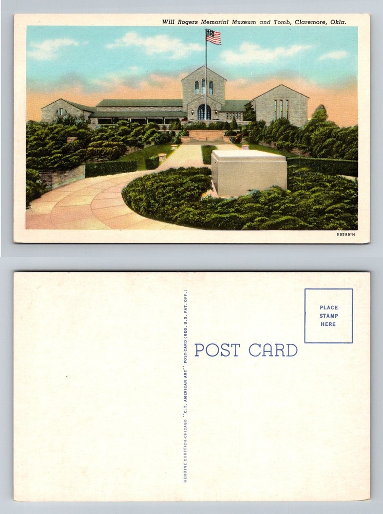 Claremore, OK-Oklahoma, Will Rogers Memorial Museum Vintage Postcard