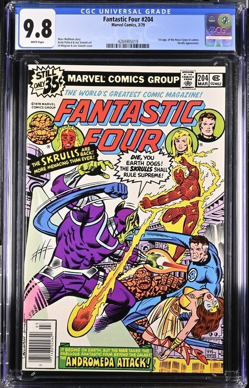 Fantastic Four #204 Cgc 9.8 1St Nova Corps Skrulls Joe Sinnott White Pages