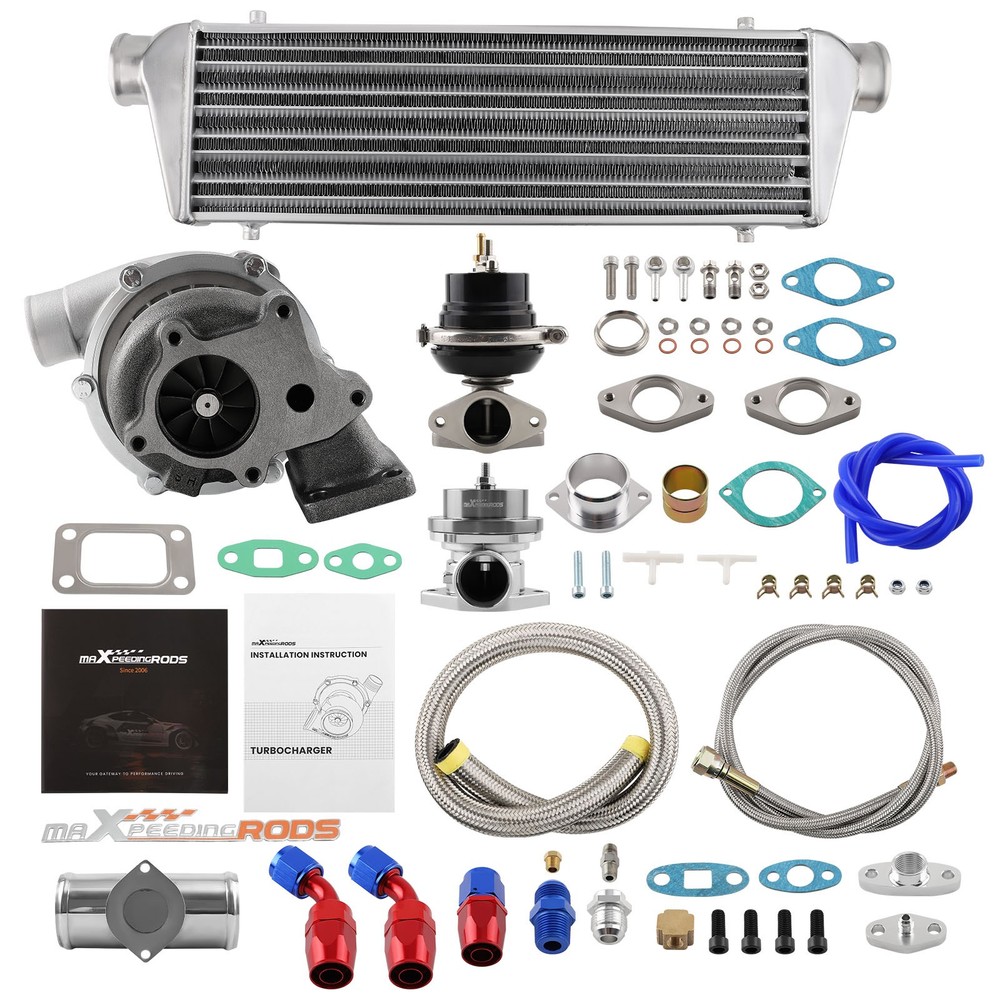 Turbo Intercooler+Oil Lines Starter Setup Kit Fit For T3 T4 T04E Turbocharger