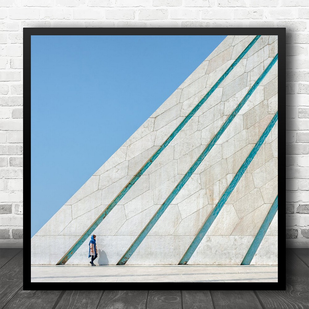 Street Architecture Pyramid Walk Walking Woman Person Scarf Veil Square Print