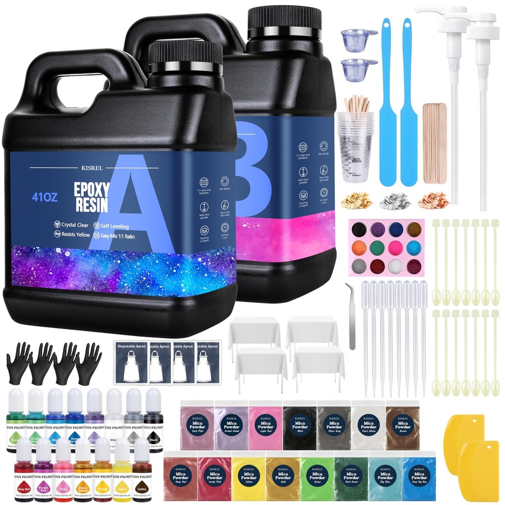 Clear Epoxy Resin Kit 82oz with 15 Pigments for Art and Crafts