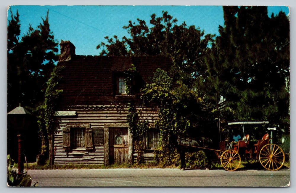 Oldest School House St. Augustine FL Horse Carriage Vintage Postcard