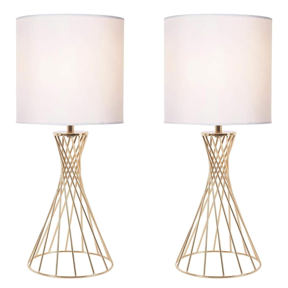 Gold Table Lamp Set of 2, Modern Bedside Lamp for Nightstand, Small lamp for ...
