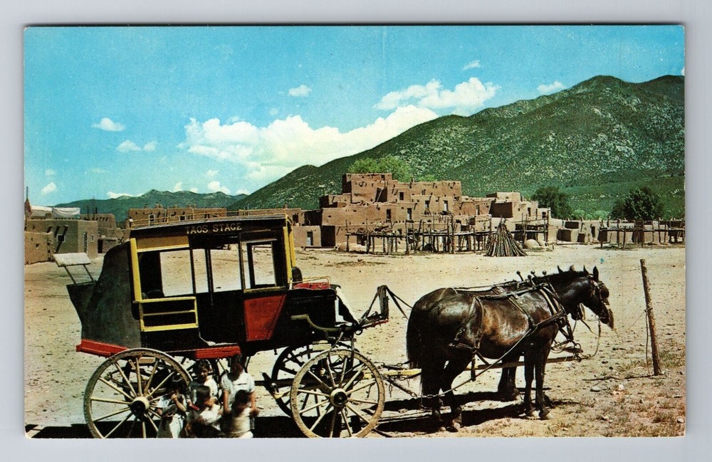 Taos NM-New Mexico, Historic Indian Pueblo, Antique Vintage Souvenir Postcard
