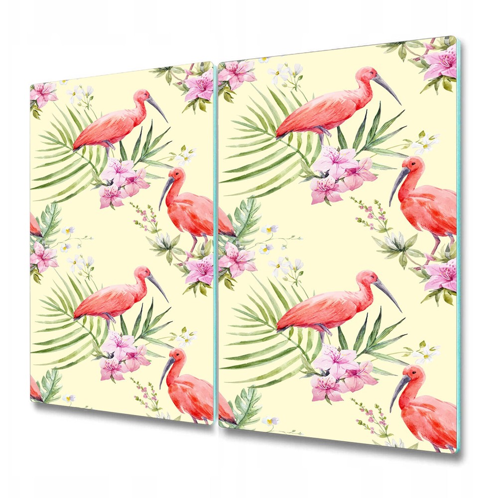 Glass Cutting Serving Board Worktop Saver Exotic flamingo palm leaf 2x30x52