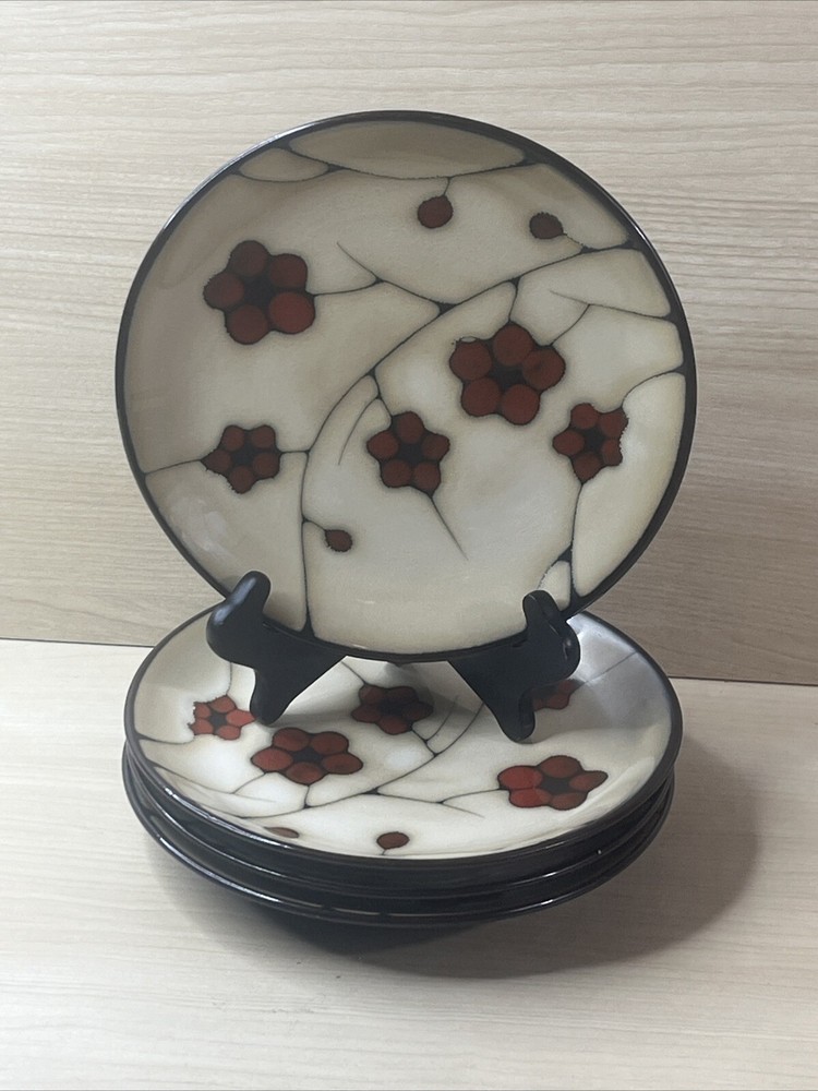 Pfaltzgraff Studio Aster Set of 4 Salad Plates Poppy Flowers 8 1/4