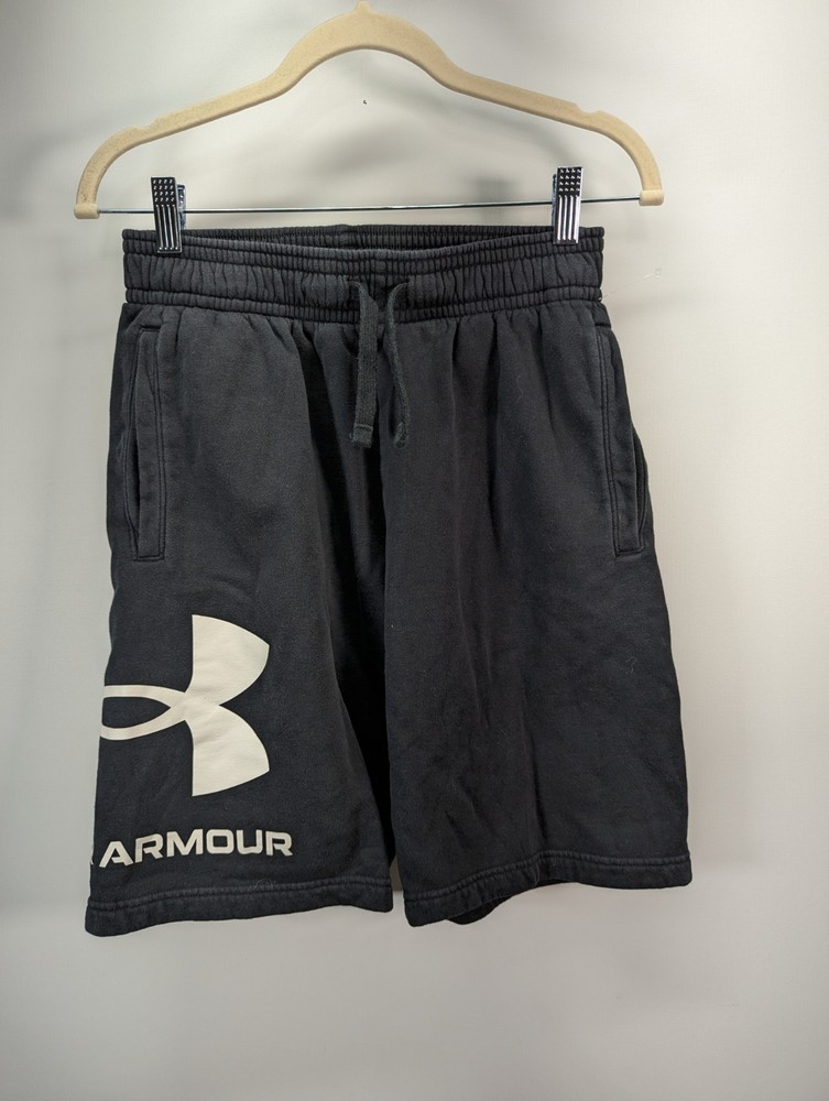 Under Armour Big Logo Shorts Mens Size Small Black Fleece Workout Sweats 9