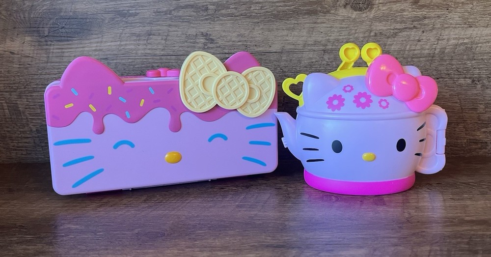 Hello Kitty Playsets Pencil Case And Tea Pot Super Cute Kawaii Collectible