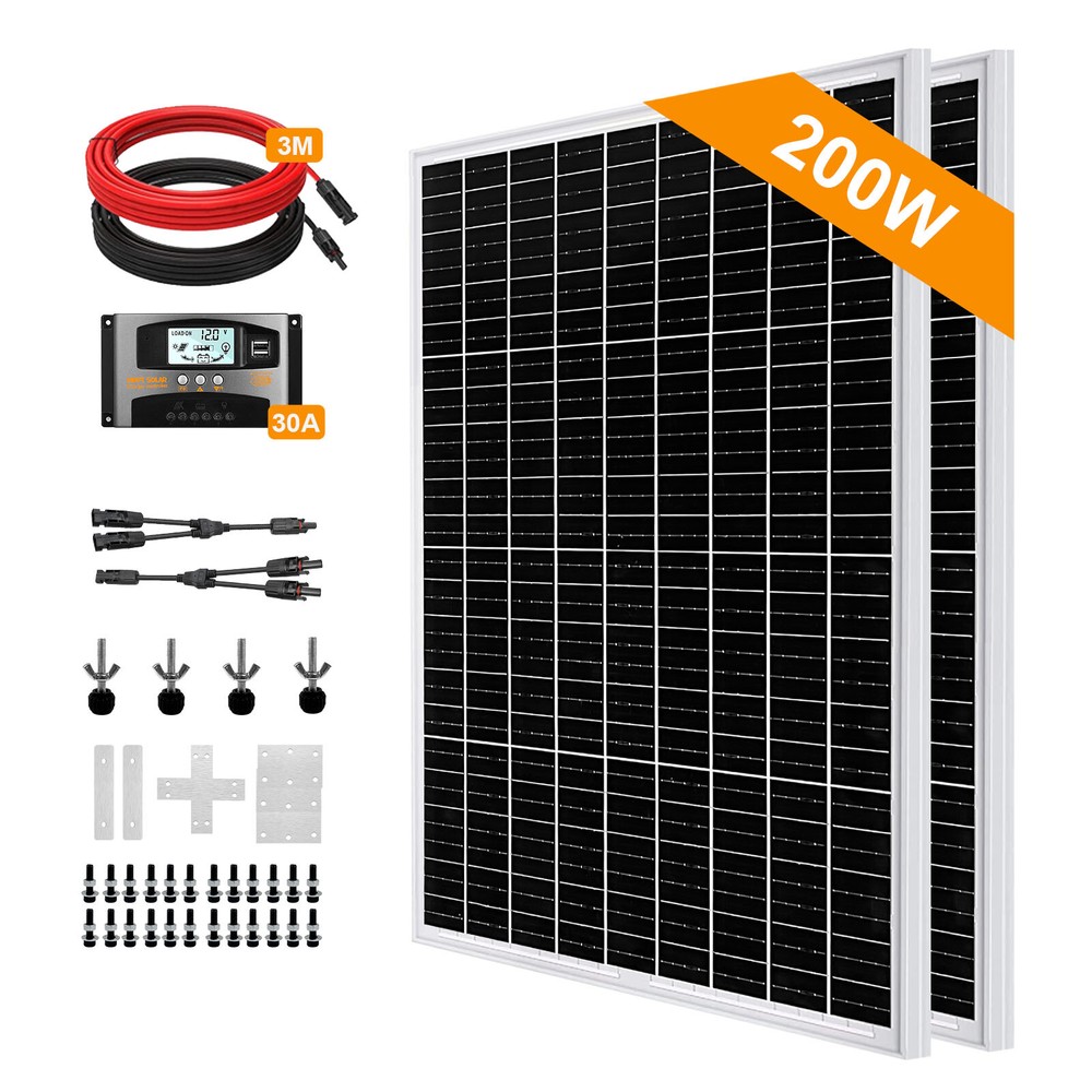 200W Mono Solar Panel Kit for Camping Home Marine and Garden High Efficiency PV Module