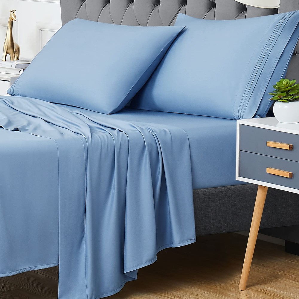 Sheets Set Queen Size Rayon Derived from Bamboo, Cooling Bed Sheets Deep Pock...