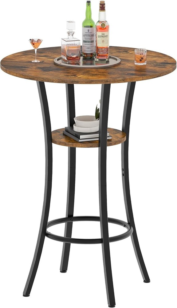 Round Bar Table, 2-Tier High Top & Counter Height Dining Table, for Bistro, P...