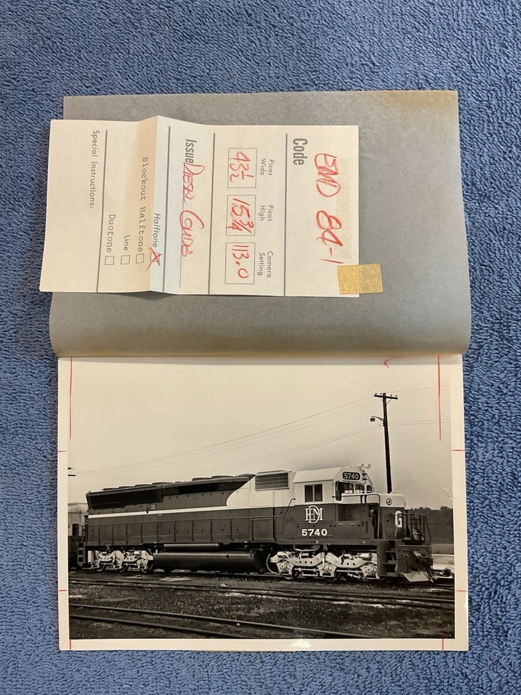 Original EMD Railroad Black & White Train Engine 7x5  Photograph
