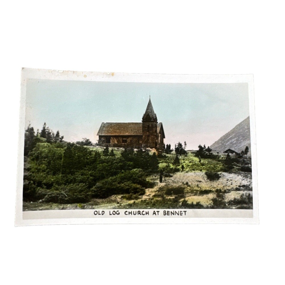 Old Log Church At Bennett BC British Columbia Canada Unused Color RPPC Postcard
