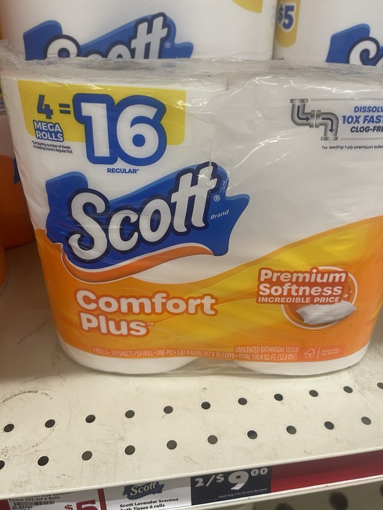 Scott ComfortPlus Toilet Paper 4 Rolls Ultra Soft Bath Tissue