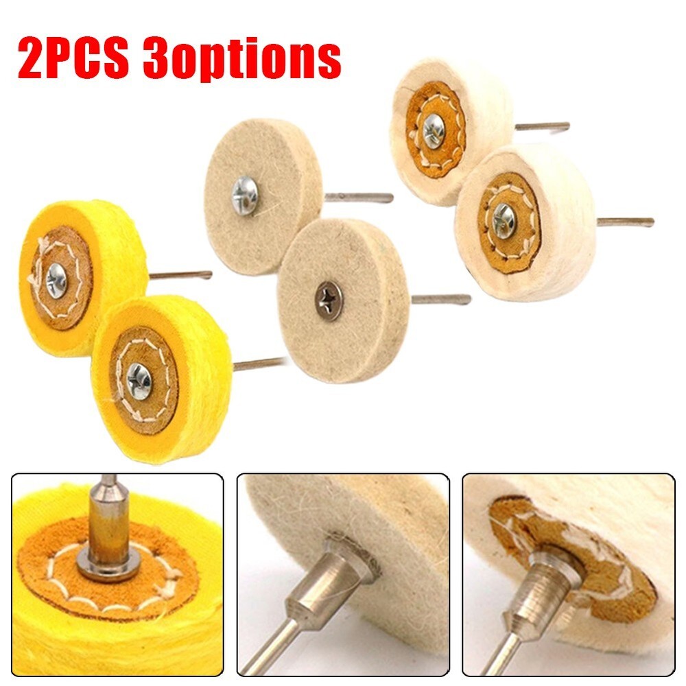 2XWhite Yellow Shape Handle Mirror Polishing Cotton T Style Polish Buffing Wheel