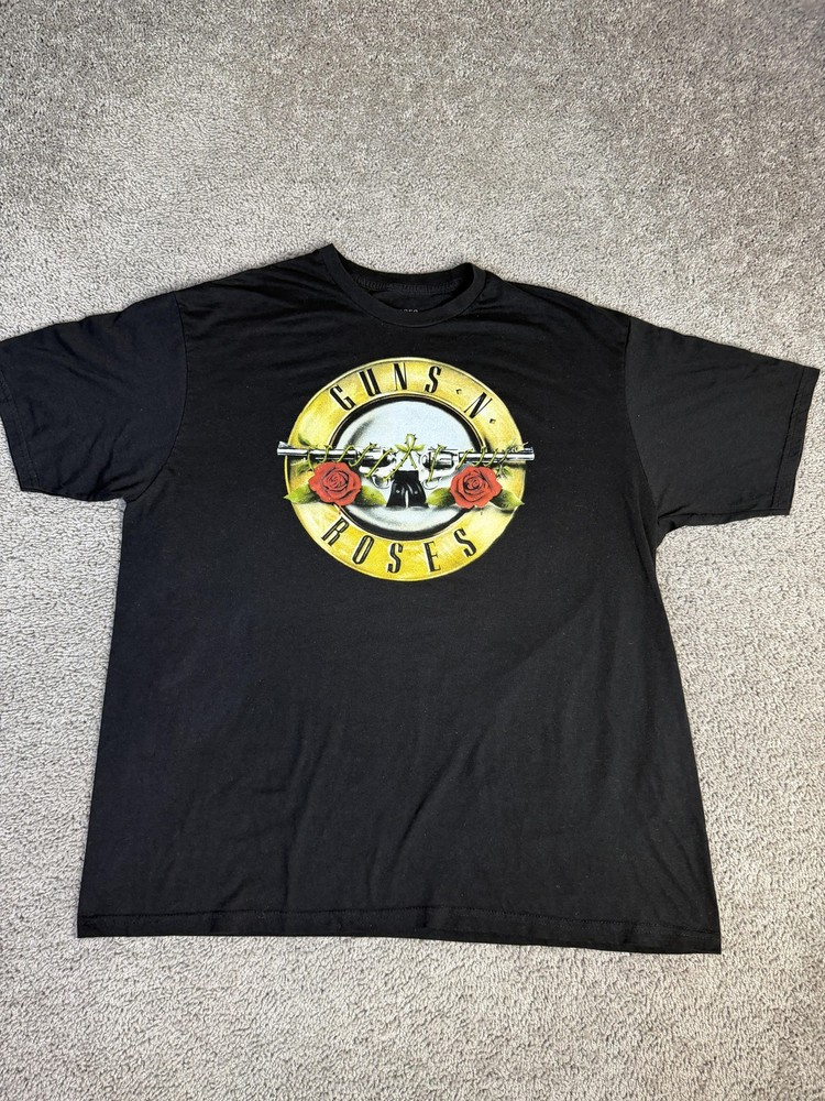 Guns N' Roses Shirt Mens 2XL Black Graphic Bullet Logo Crew Neck Music 80s