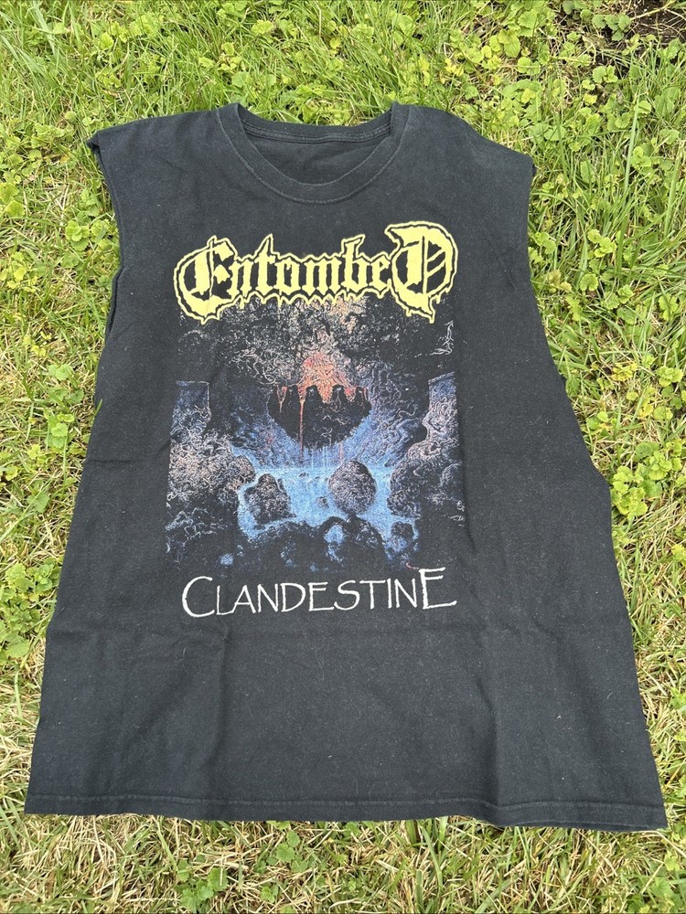 Entombed Clandestine Cutoff Shirt Swedish Death Metal Large