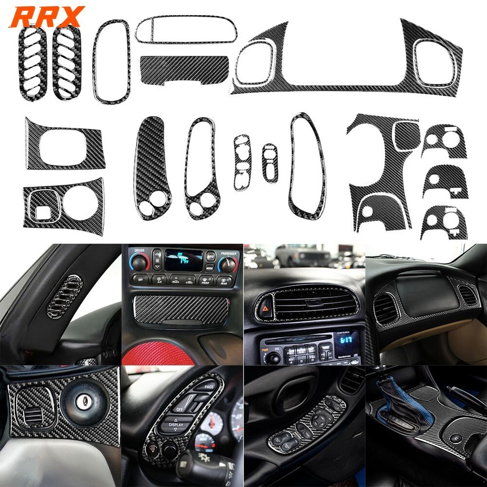 18Pcs Real Carbon Fiber Interior Full Set Trim For Chevrolet Corvette C5 1998-04