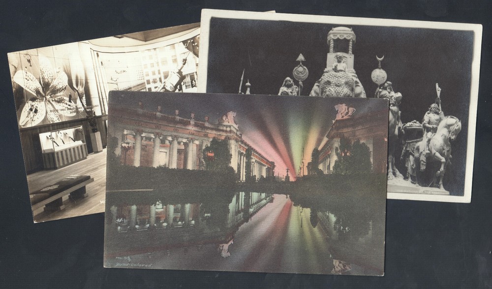 Lot of 3 1915 PPIE San Francisco Hand-Colored RPPC Postcards Unposted