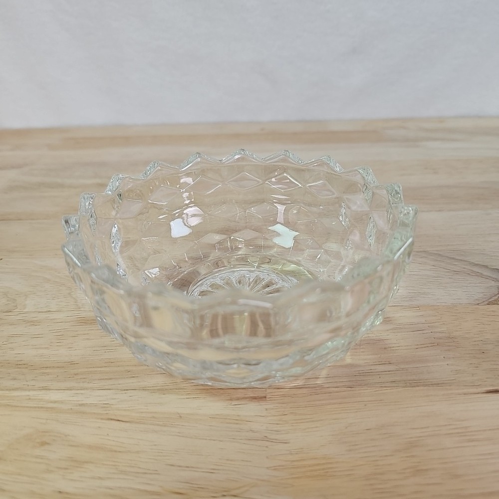 Vintage Homco Clear Glass Fairy Lamp Base Candle Light Cubist Votive Holder