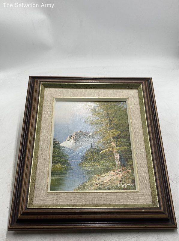 Multicolor Landscape Scene Wooden Framed Oil Painting Signed By Martin