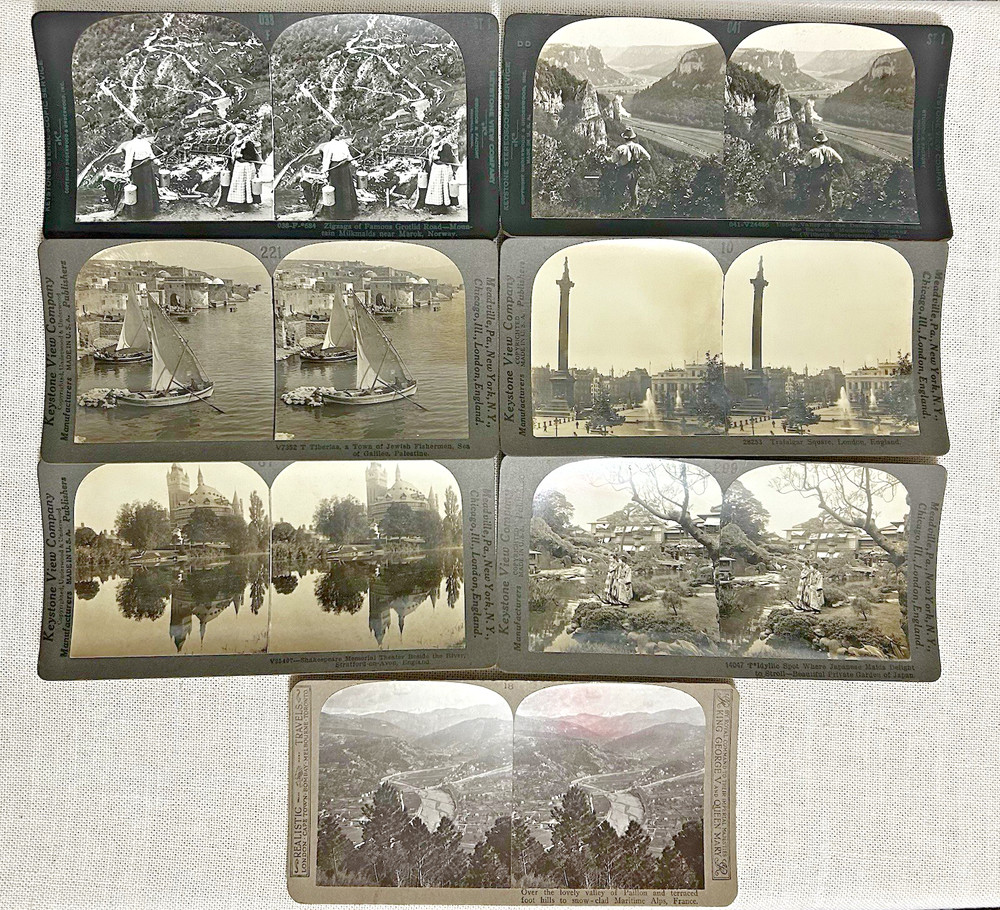 7 Antique Stereoscope Viewer Cards Keystone View Co & Realist Travel