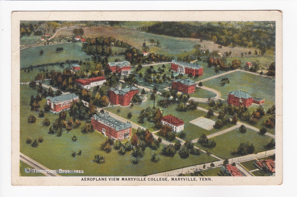 Aeroplane View Of Maryville College Maryville Tennessee White Border Postcard