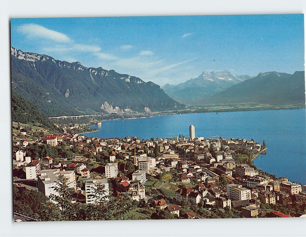 Postcard Aerial View Montreux Switzerland