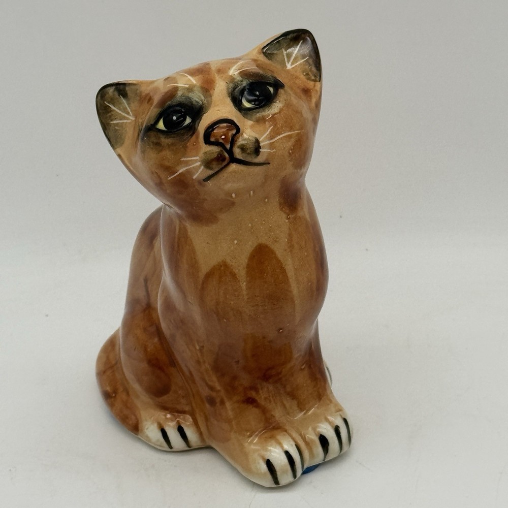 Seymour Mann Orange Tabby Vintage 1978 Striped Kitty Cat Ceramic Figurine Japan