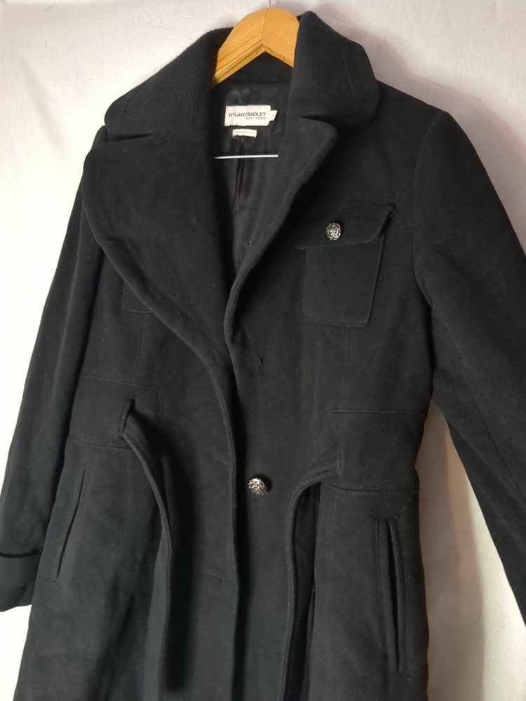 HILARY RADLEY Women's Black Overcoat Wool SZ 14