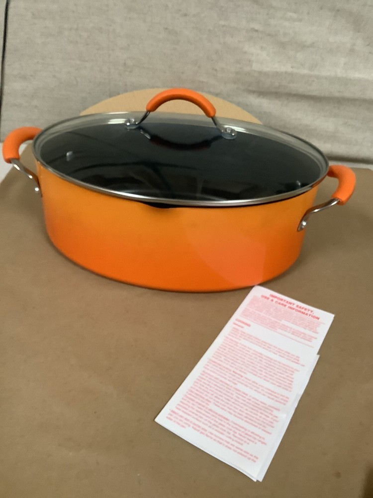 Rachel Ray Hard-Anodized 8 Qt Nonstick Oval Pasta Pot Stockpot w/Lid &Pour Spout