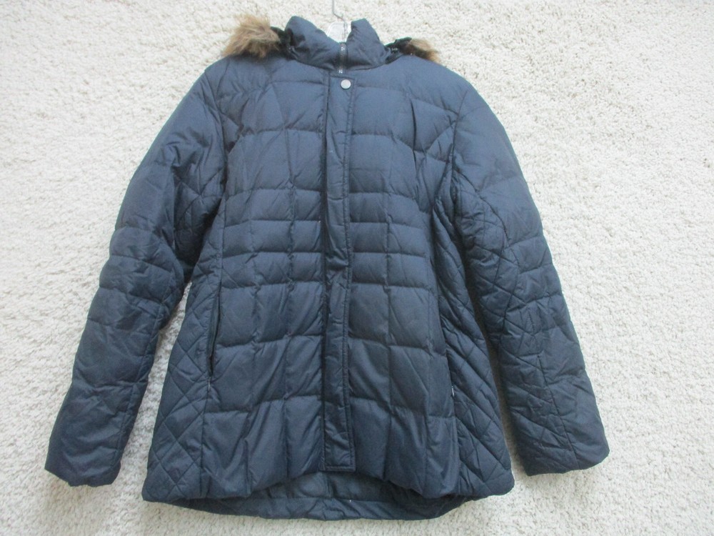 Tommy Hilfiger Jacket Large Adult Blue Puffer Parka Hoodie Down Feathers Womens