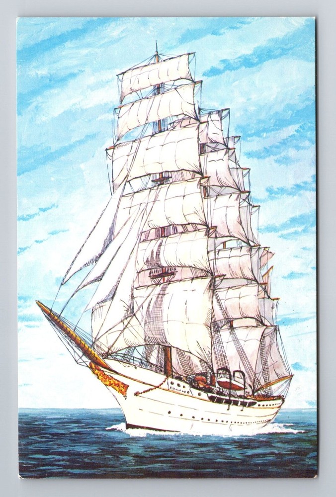 Nippon Maru Japan Training Ship From Zaso Painting, Vintage Souvenir Postcard