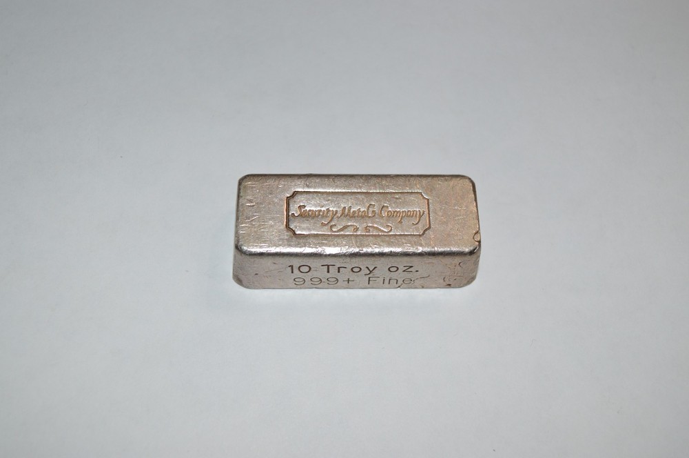 10 Troy Oz Silver Bar Security Metals Company Vintage Poured Loaf