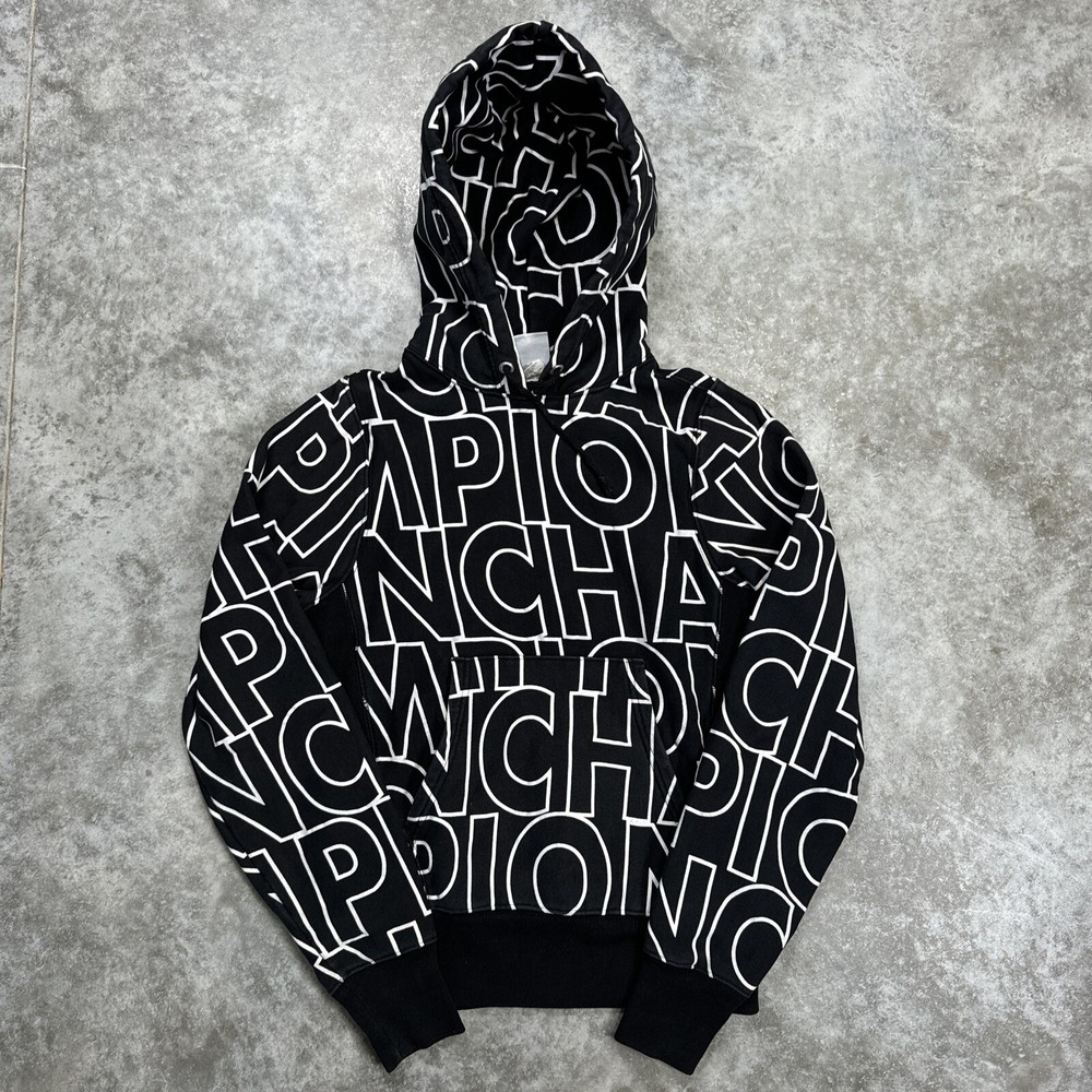 Champion Hoodie Adult XS All Over Print Sweatshirt Pullover Reverse Weave Y2K