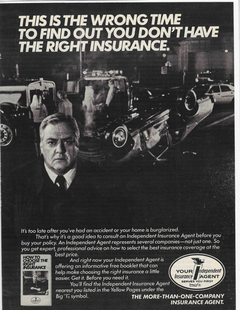 Raymond Burr  Independent Insurance Agent  Original Print Ad