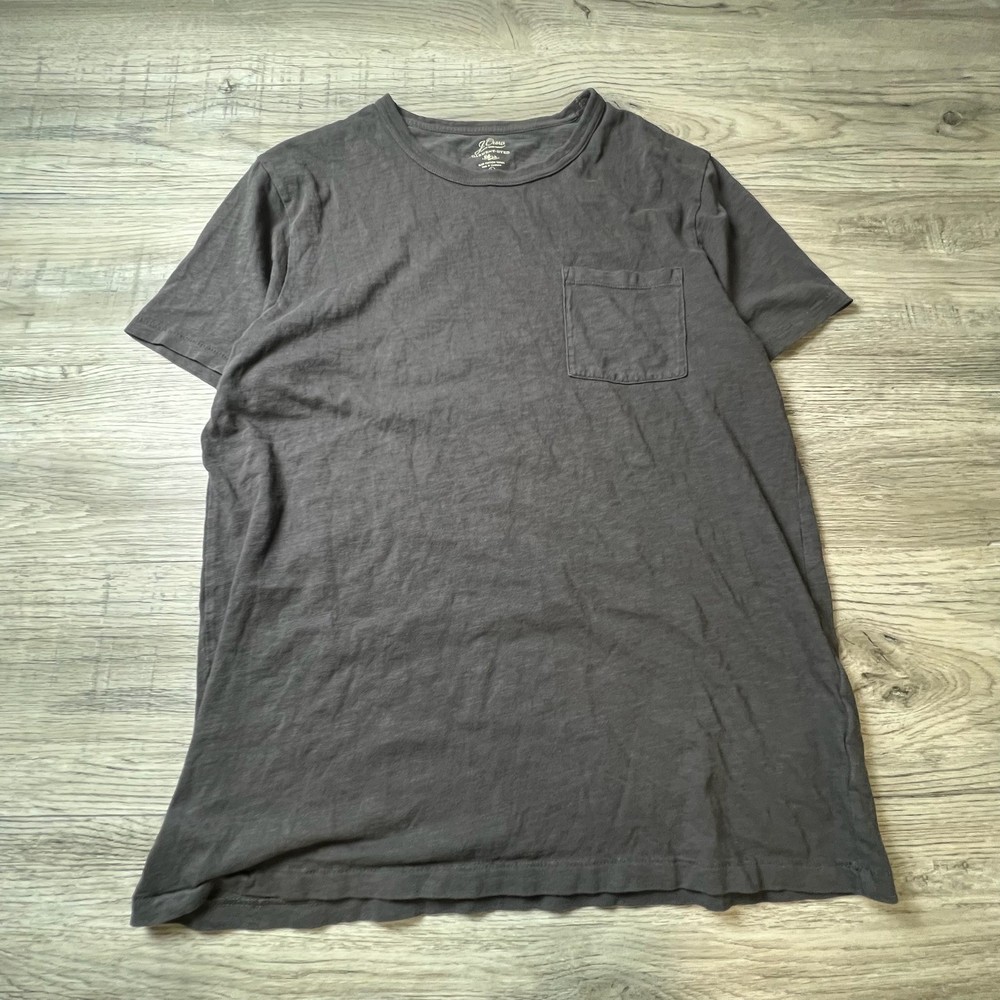 J.Crew Pocket T-Shirt Mens L Gray Garment-Dyed Slub Cotton Re-Imagined Tee