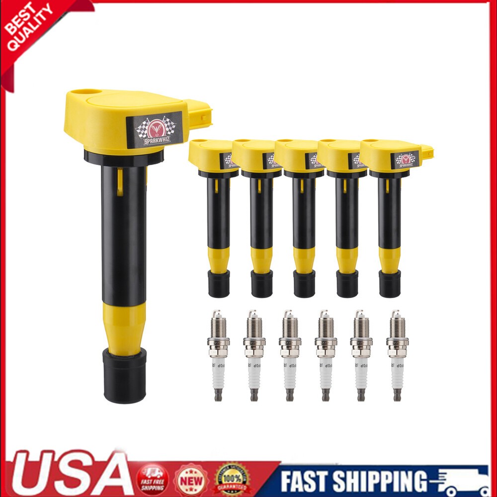 6pcs Ignition Coils & Spark Plugs Kit for 2001-2005 Honda Civic Acura 1.7L UF242